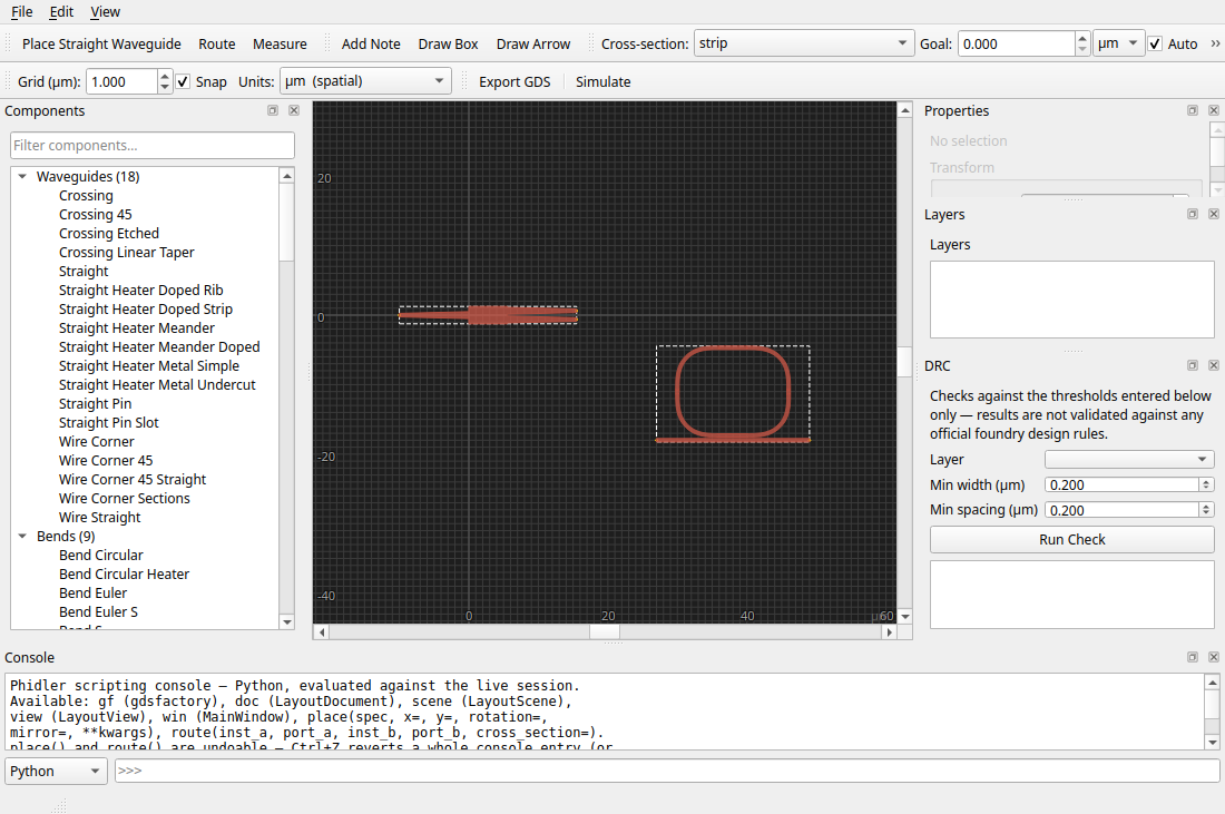 Two components selected together on the canvas