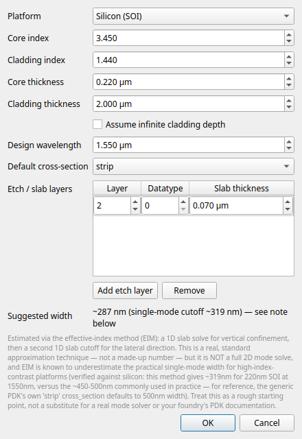 Project Settings dialog