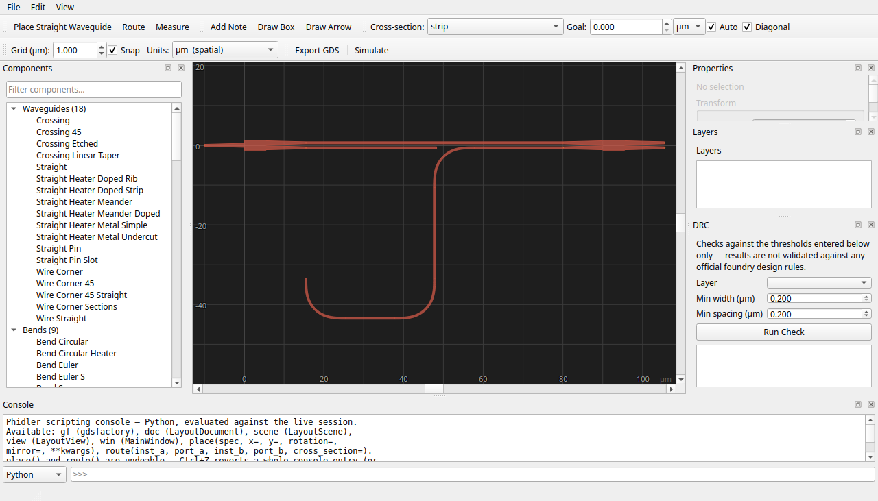 Routed MZI with a meandered delay arm